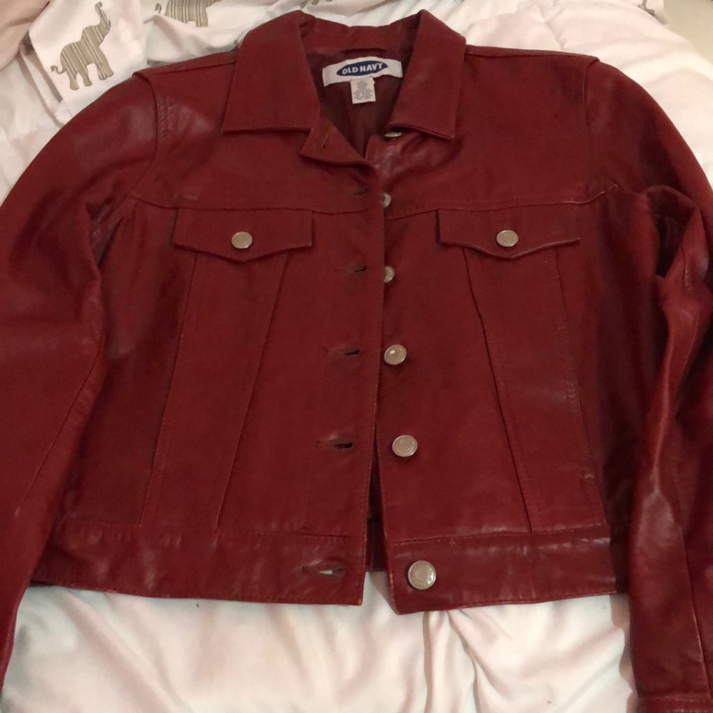 Vintage Old Navy Deep Red Leather Jacket 🧥